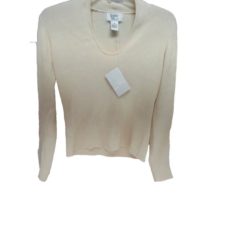 Women's Bonnie And Bill Cream  Long Sleeve  Sweater Size Medium New!!! - Picture 1 of 2